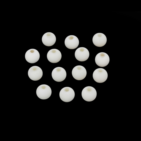 OPAQUE MATTE 2 PLASTIC BEADS - BALL - 8mm WHITE - 50g Hole-2.4mm (195pcs.)