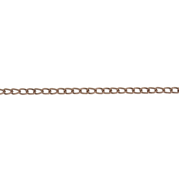 METAL CHAIN - TAIL EXTENSION EXTENSION - 0.5x2.5x2mm ANTIQUE BRASS - NICKEL FREE - ROLL 100meters