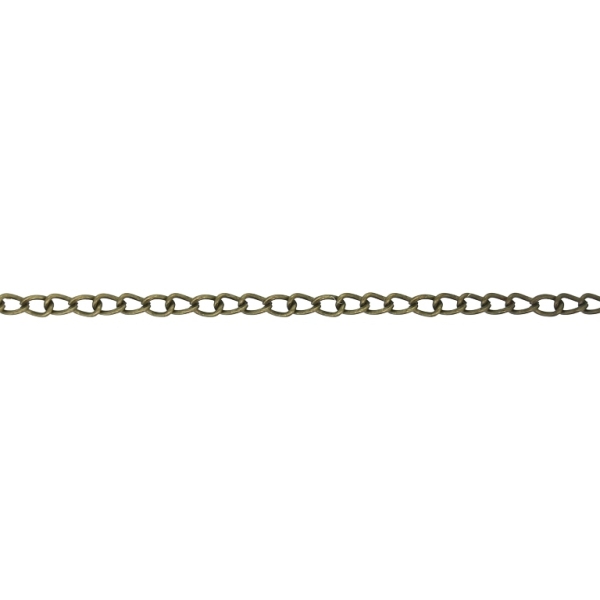 METAL CHAIN - TAIL EXTENSION EXTENSION - 0.5x2.5x2mm ANTIQUE BRONZE - NICKEL FREE - ROLL 100meters