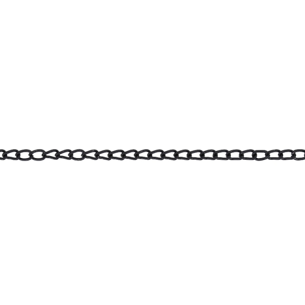 METAL CHAIN - TAIL EXTENSION EXTENSION - 0.5x2.5x2mm BLACK - NICKEL FREE - ROLL 100meters