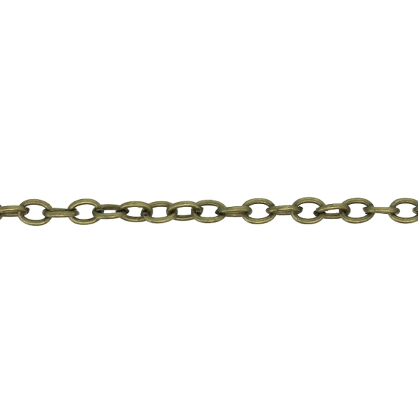 METAL CHAIN - CABLE OVAL - 0.8x4x3mm ANTIQUE BRONZE - ROLL 100meters