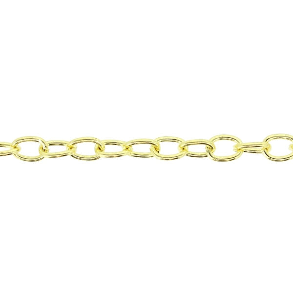 METAL CHAIN - CABLE OVAL - 1.0x6.5x4.5mm GOLD - NICKEL FREE - ROLL 50meters