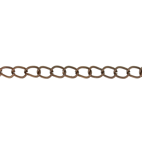 METAL CHAIN - TAIL EXTENSION EXTENSION - 0.8x6x4mm ANTIQUE BRASS - NICKEL FREE - ROLL 100meters