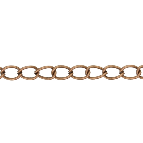 METAL CHAIN - TAIL EXTENSION EXTENSION - 1.0x7x5mm ANTIQUE BRASS - ROLL 50meters