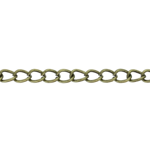 METAL CHAIN - TAIL EXTENSION EXTENSION - 1.0x6x4.5mm ANTIQUE BRONZE - NICKEL FREE - ROLL 50meters