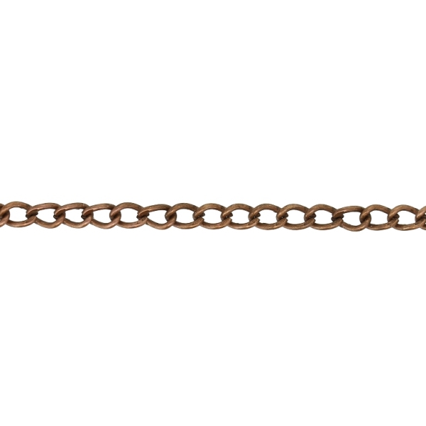 METAL CHAIN - TAIL EXTENSION EXTENSION - 0.8x5x3mm ANTIQUE BRASS - NICKEL FREE - ROLL 100meters