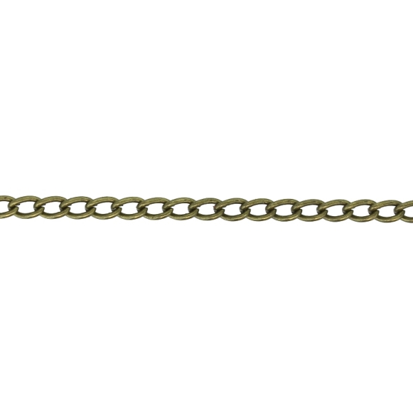 METAL CHAIN - TAIL EXTENSION EXTENSION - 0.8x5x2.8mm ANTIQUE BRONZE - NICKEL FREE - ROLL 100meters