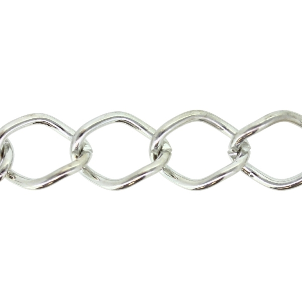 METAL CHAIN - TWISTED DIAMOND LINK - 2x16x13mm NICKEL - NICKEL FREE - ROLL 25meters