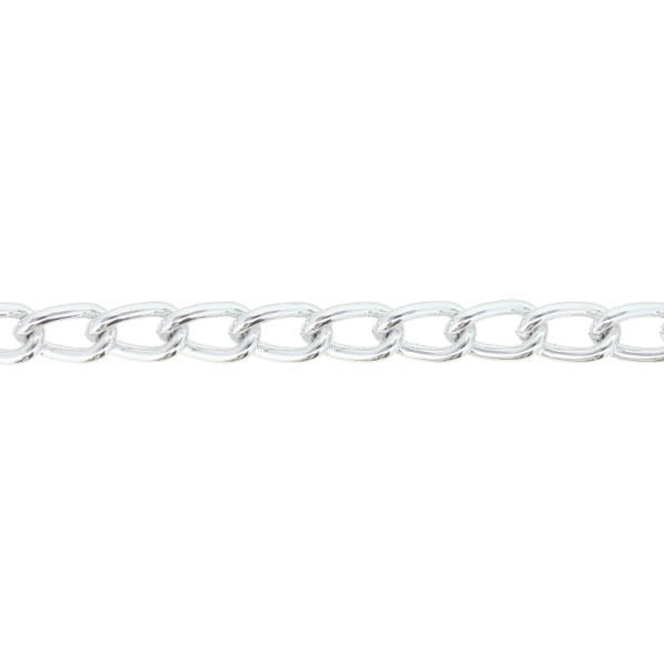 METAL CHAIN - ALUMINUM - TAIL EXTENSION EXTENSION - 1.2x7.5x4.5mm SILVER - ROLL 40meters