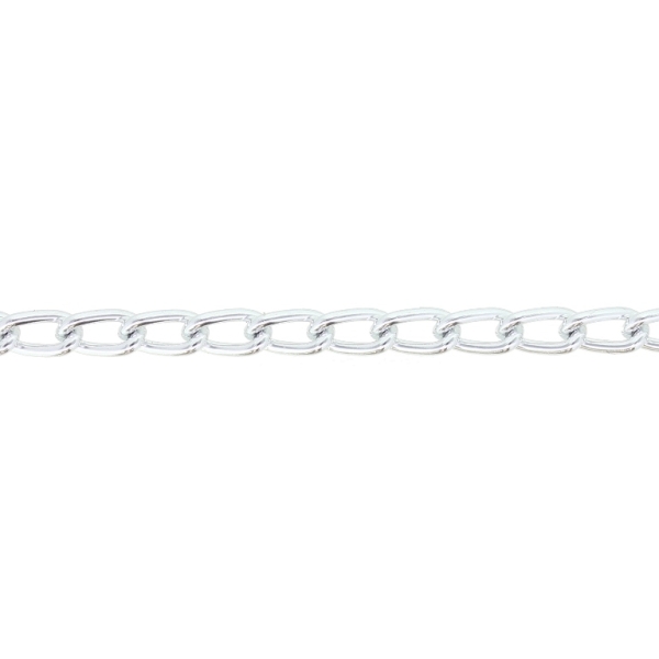 METAL CHAIN - ALUMINUM - TAIL EXTENSION EXTENSION - 1.0x6.5x3.5mm SILVER - ROLL 40meters