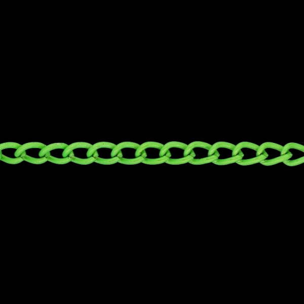 МЕТАЛЕН СИНДЖИР - ЦВЕТЕН - TAIL EXTENSION ПЛЕТКА УДЪЛЖИТЕЛ - 1.0х6.5х3.5мм ЗЕЛЕНО ЕЛЕКТРИКОВО - РОЛКА 100метра