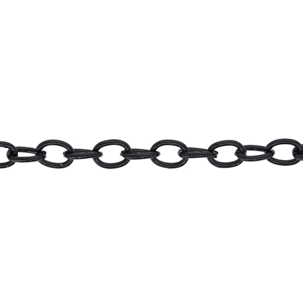 METAL CHAIN - CABLE OVAL - 1.0x6.5x4.5mm BLACK - NICKEL FREE - 2meters