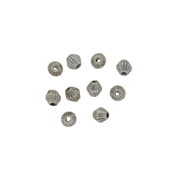 METAL BEADS - BICONES RELIEF STRIPE 01 - 4x4mm NICKEL - PACKAGE 400pcs. Hole-1.0mm