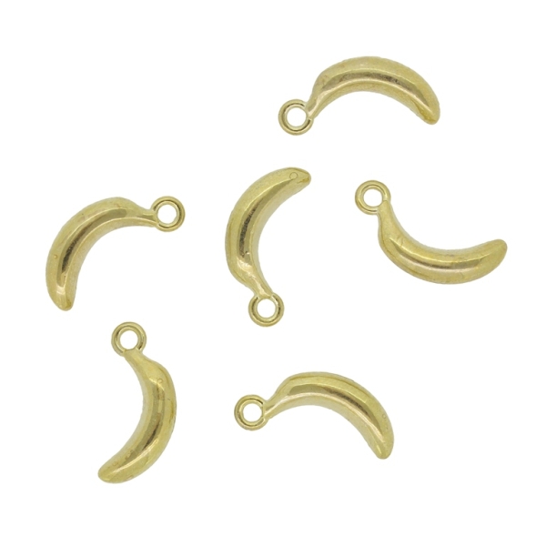 METAL BEADS - PENDANT - BANANA 01 - 9x18x4mm GOLD - 10pcs. Hole-2.0mm