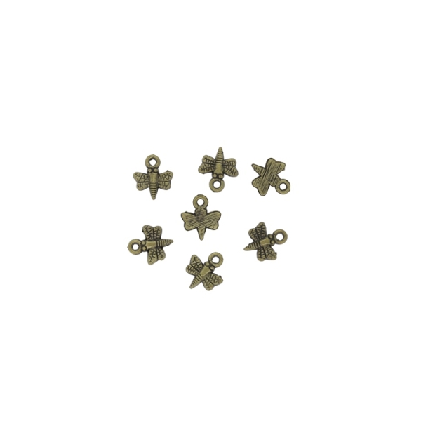 METAL BEADS - PENDANT - DRAGONFLY 01 - 9x10x1mm ANTIQUE BRONZE - PACKAGE 350pcs. Hole-1.5mm