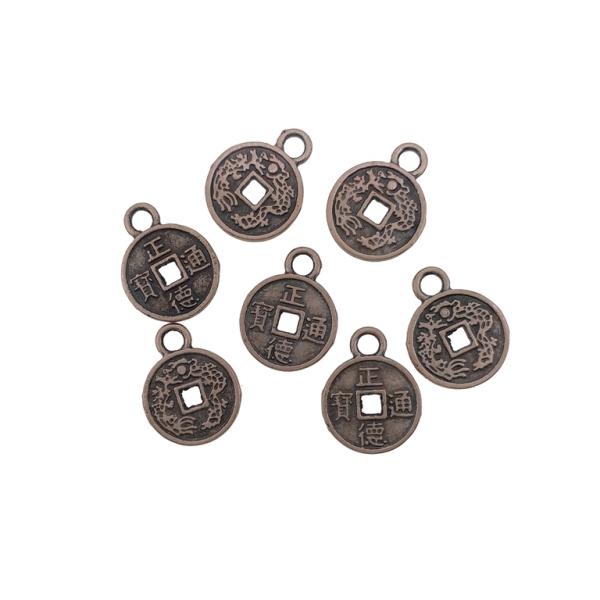 METAL BEADS - PENDANT - CHINESE COIN 01 - 10x13x1mm ANTIQUE BRASS - PACKAGE 240pcs. Hole-2.2mm