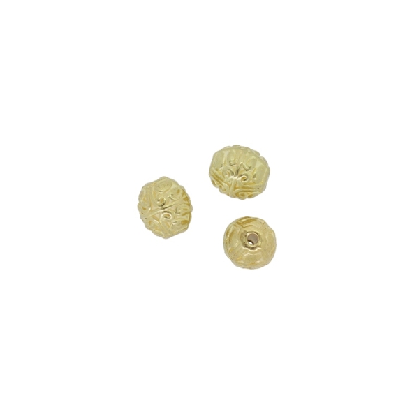 METAL BEADS - OVAL RELIEF 01 - 8x7mm GOLD - 10pcs. Hole-1.5mm