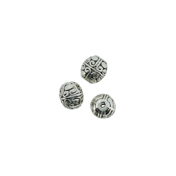 METAL BEADS - OVAL RELIEF 01 - 8x7mm NICKEL - PACKAGE 80pcs. Hole-1.5mm