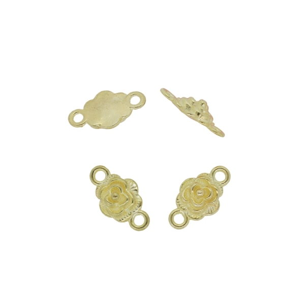 METAL BEADS - CONNECTING ELEMENT - 2 RINGS - FLOWER 09 - 18x10x5mm GOLD - PACKAGE 75pcs. Hole-2.4mm