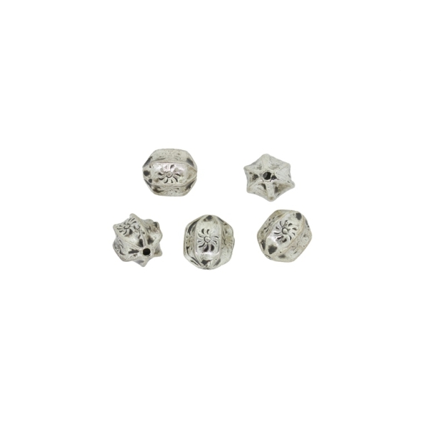 METAL BEADS - BALL STRIPES WITH SUN - 10mm NICKEL - 5pcs. Hole-1.5mm