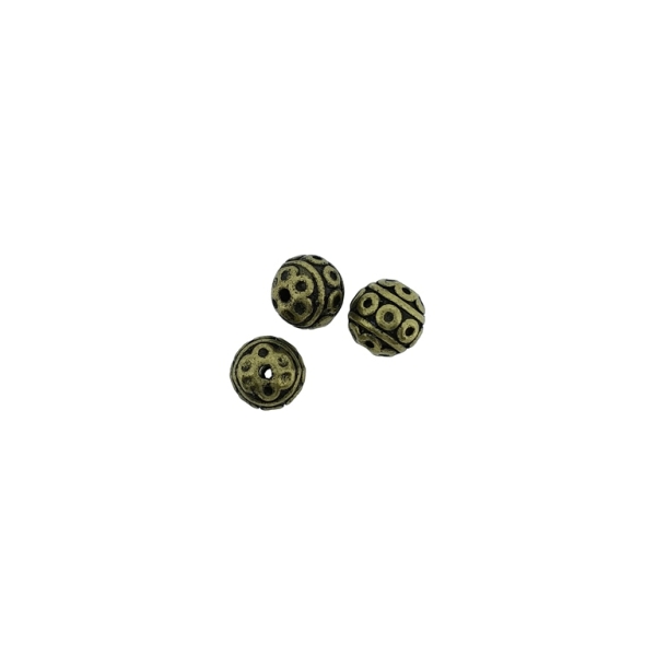 METAL BEADS - BALL RELIEF CIRCLES 01 - 8mm ANTIQUE BRONZE - 10pcs. Hole-1.5mm