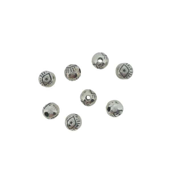 METAL BEADS - BALL RELIEF CAT'S EYE - 6mm NICKEL - 20pcs. Hole-1.6mm