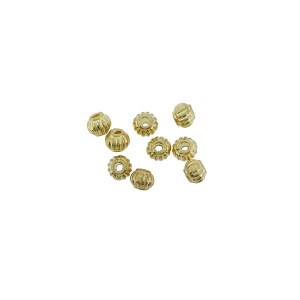 METAL BEADS - BALL RELIEF STRIPE 01 - 5x4mm GOLD - 30pcs. Hole-1.6mm