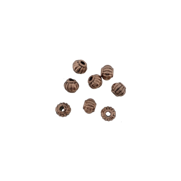 METAL BEADS - BALL RELIEF STRIPE 01 - 5x4mm ANTIQUE BRASS - PACKAGE 360pcs. Hole-1.6mm