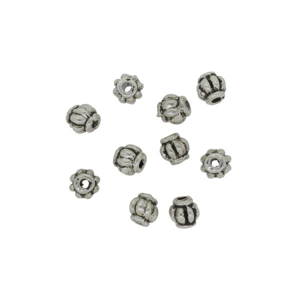 METAL BEADS - BALL RELIEF STRIPE 03 LANTERN - 4mm NICKEL - 30pcs. Hole-1.3mm