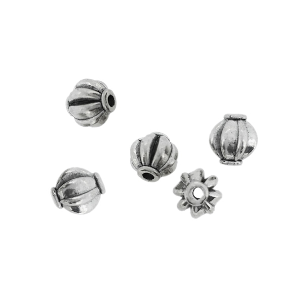 METAL BEADS - BALL RELIEF STRIPES 04 LANTERN - 8mm NICKEL - 10pcs. Hole-1.8mm