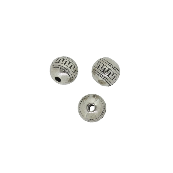 METAL BEADS - BALL RELIEF WITH MEANDER - 9mm NICKEL - 5pcs. Hole-2.2mm