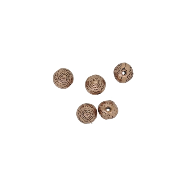 METAL BEADS - BALL RELIEF HEART - 6mm ANTIQUE BRASS - 15pcs. Hole-1.0mm