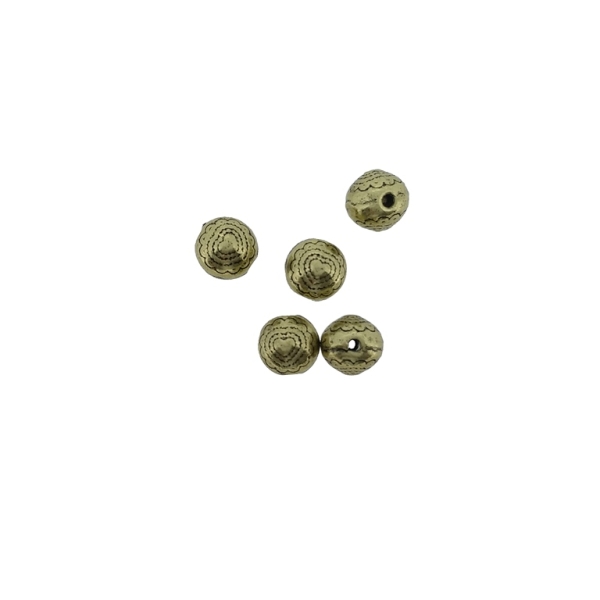 METAL BEADS - BALL RELIEF HEART - 6mm ANTIQUE BRONZE - 15pcs. Hole-1.0mm