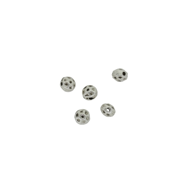 METAL BEADS - BALL FLAT WITH RELIEF TYPE FACETED - 4mm NICKEL - 30pcs. Hole-1.2mm