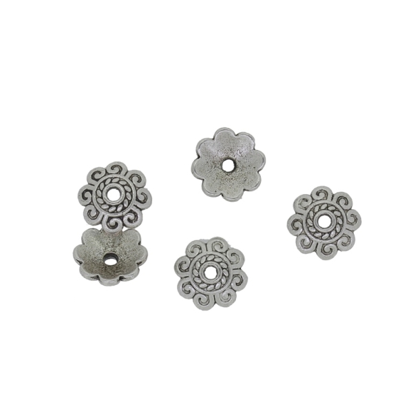 METAL BEADS - HAT RELIEF 02 - 8x2mm NICKEL - 30pcs. Hole-1.6mm