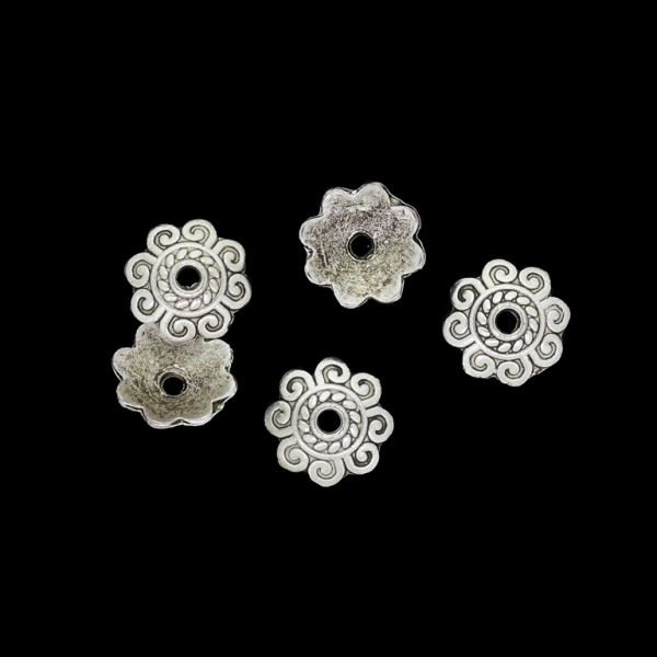 METAL BEADS - HAT RELIEF 02 - 10x3mm NICKEL - 25pcs. Hole-1.8mm