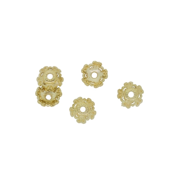 METAL BEADS - HAT RELIEF 07 - 8x3mm GOLD - 30pcs. Hole-1.8mm