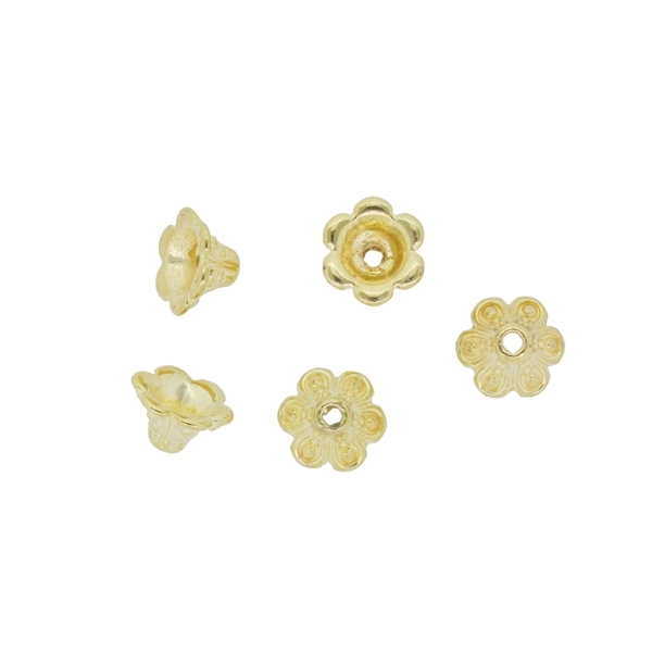 METAL BEADS - HAT FLOWER 10 BELLFLOWER - 8x5mm GOLD - 25pcs. Hole-1.8mm