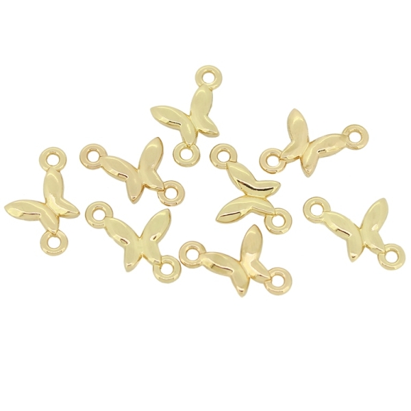 METAL - CHARMS CONNECTOR 2 HOLES UV COATING - BUTTERFLY 01 - 18x12x2.5mm GOLD COLOR - 10pcs. Hole-2.0mm