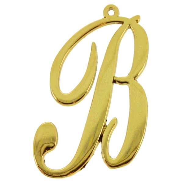 METAL - CHARMS PENDANT 1 HOLE UV COATING - LETTER B - 31x49x1.8mm GOLD COLOR - 1pc. Hole-1.8mm