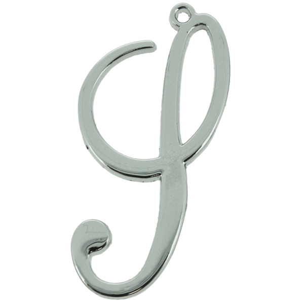 METAL - CHARMS PENDANT 1 HOLE UV COATING - LETTER S - 24x48x1.8mm SILVER COLOR - 1pc. Hole-1.8mm