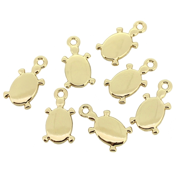 METAL - CHARMS PENDANT 1 HOLE UV COATING - TURTLE 01 - 9.5x17x2mm GOLD COLOR - 10pcs. Hole-1.8mm