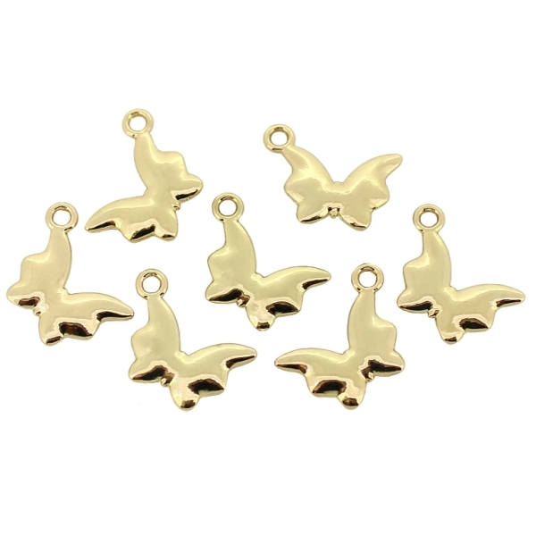 METAL - CHARMS PENDANT 1 HOLE UV COATING - BUTTERFLY 02 - 15x19x2mm GOLD COLOR - 8pcs. Hole-2.0mm