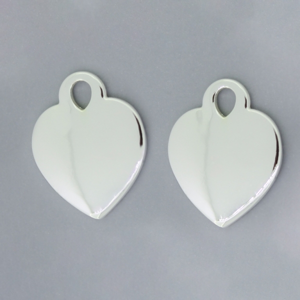 METAL - CHARMS PENDANT 1 HOLE UV COATING - HEART 01 - 22x27x2.5mm SILVER COLOR - PACKAGE 20pcs. Hole-4.0mm