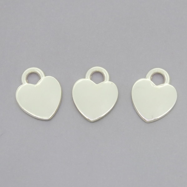 METAL - CHARMS PENDANT 1 HOLE UV COATING - HEART 02 - 14x18x2mm SILVER COLOR - 8pcs. Hole-4.0mm