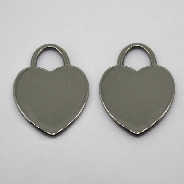 METAL - CHARMS PENDANT 1 HOLE UV COATING - HEART 02 - 25x31x2mm OXIDIZED - 4pcs. Hole-7.0mm