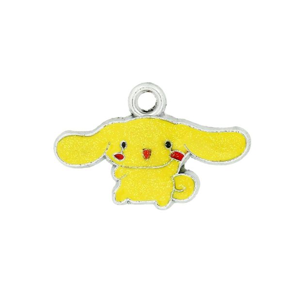 МЕТАЛНИ МЪНИСТА - ВИСУЛКА С ЕМАЙЛ - ЗАЕК 01 - 26х16х1.5мм ЖЪЛТО - ПАКЕТ 50 бр. Отвор-2.5мм