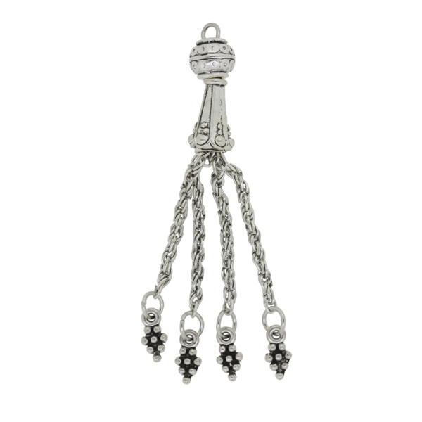 METAL BEADS - PENDANT - TASSEL 02 GRAPES - 8x65mm NICKEL - 1pc. Hole-2.8mm