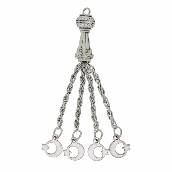 METAL BEADS - PENDANT - TASSEL 03 MOON AND STAR - 8x65mm NICKEL - 1pc. Hole-2.8mm