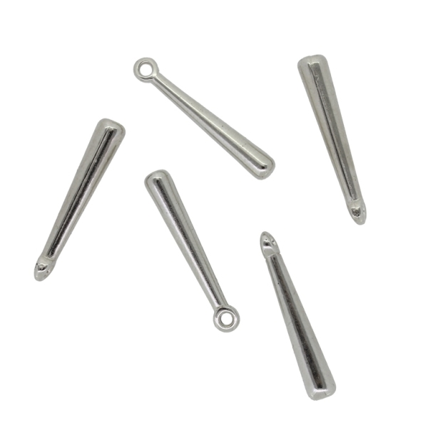 METAL PLATED PLASTIC / CCB PENDANTS - DROP 03 - 4x25mm NICKEL - PACKAGE 500g Hole-1.8mm (2290pcs.)